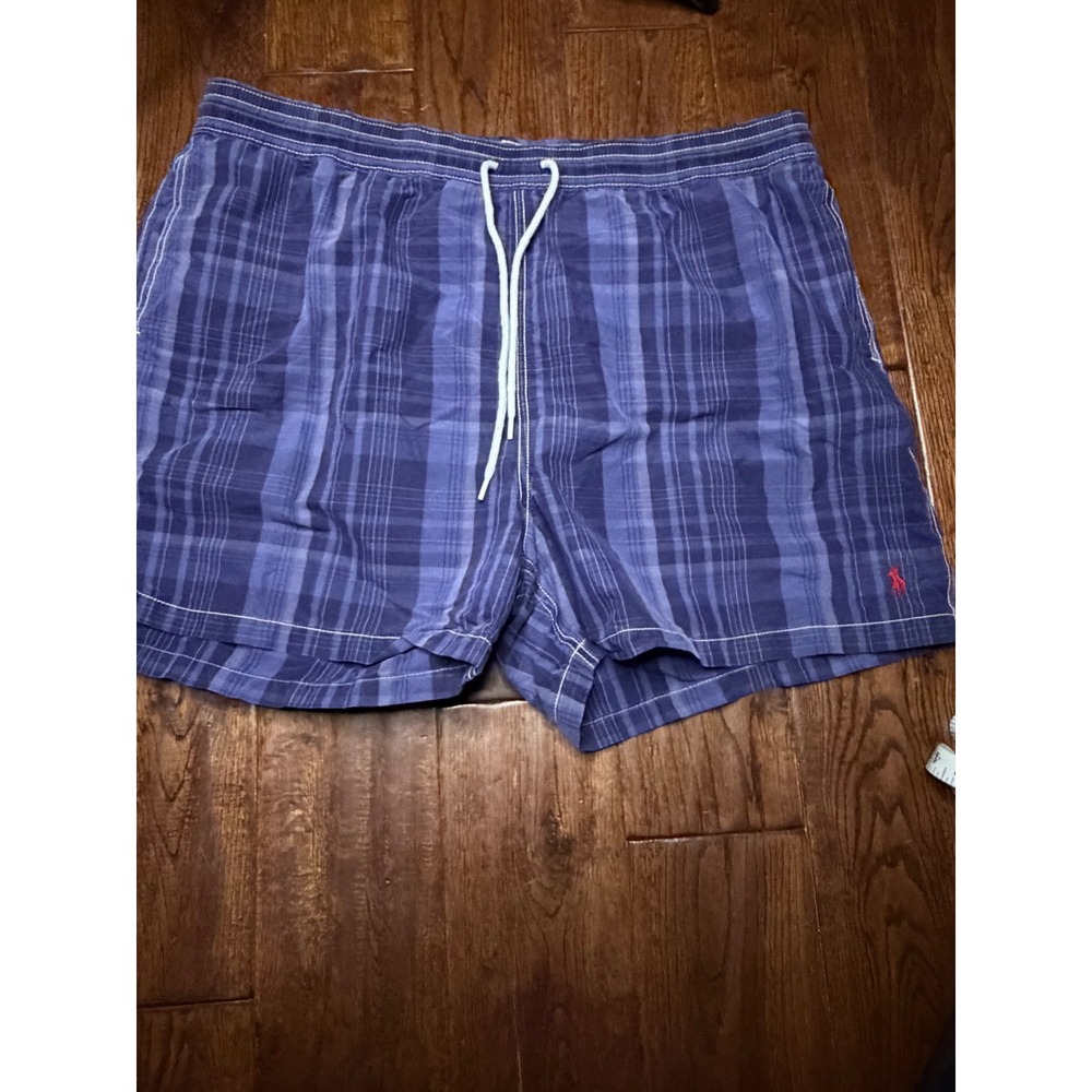 Polo Ralph Lauren Mens Blue Plaid Swim Trunks XXL Mesh Lined Board Shorts